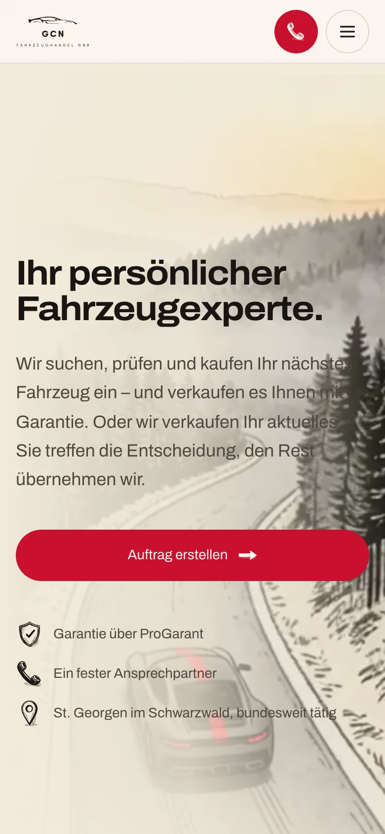 Startseite auf dem Smartphone