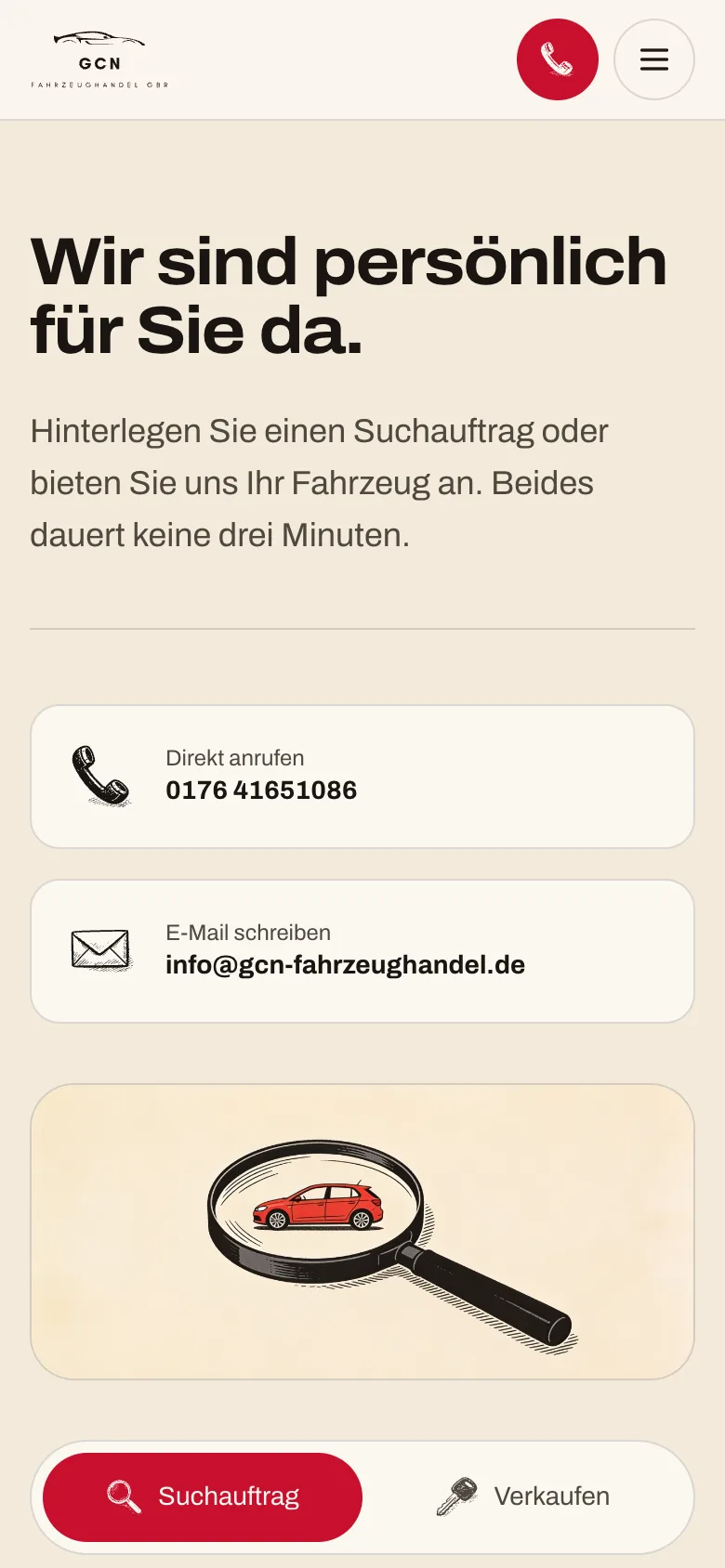 Suchauftrag auf dem Smartphone